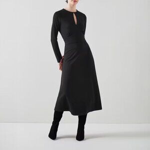 LK Bennett Elegant Black Midi Dress Size 12